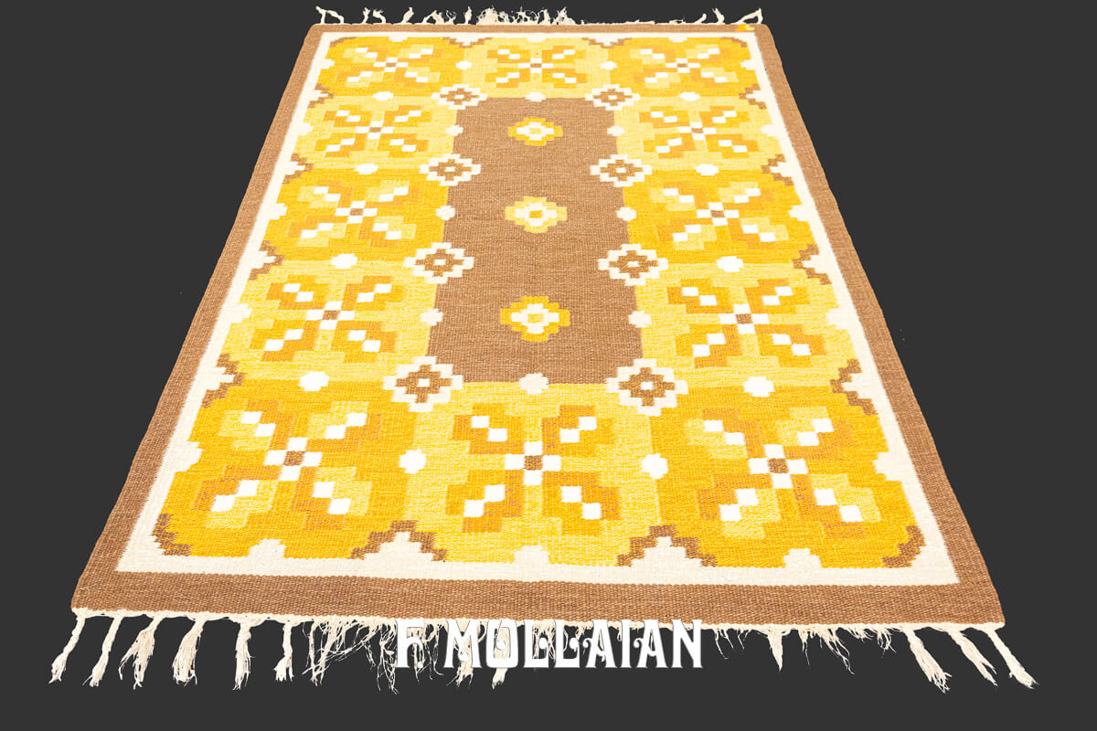 Tappeto Svedese Color Giallo Marrone n°:957352